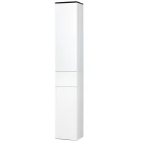 kleankin Mobile Bagno con Ripiano Regolabile, 2 Ripiani Chiusi e un Cassetto in Legno, 30x28x180 cm, Bianco(m-10)