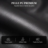 HOMCOM Poltrona Relax Reclinabile Manuale 155° con Poggiapiedi, in Pelle PU, 69x91x100cm, Nero(m-6)