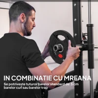 SPORTNOW Set de discuri greutăți 2x5 kg cu orificiu de 5 cm și 3 mânere, oțel cu înveliș din plastic, negru(m-5)