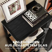 HOMCOM LED-Stehlampe mit 4-stufigem Regal, Leuchtregal mit 4 Glasfächern, Fußschalter, MDF, Schwarz(m-7)