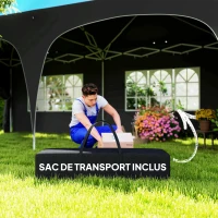 Outsunny Tonnelle pliante 3 x 6m Pop Up, UPF50+ Hauteur ajustable, avec sac de transport et sacs de sable, gris foncé(m-7)