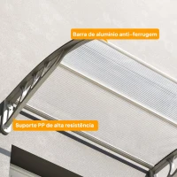 Outsunny Marquise para Portas e Janelas 100x75 cm Toldo de Proteção contra Sol e Chuva com Cobertura de Policarbonato e Barra de Alumínio Transparente(m-8)