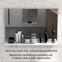 Kleankin Espelho de Casa de Banho de Parede com Prateleira Aberta Estilo Moderno para Hall e Corredor 60x12x40 cm Branco(m-5)
