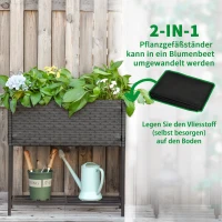 Outsunny Hochbeet, Blumenkasten, tiefe Ablage, Metallrahmen/Polyrattan, 70 x 30 x 70 cm, Dunkelbraun(m-7)