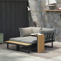 Outsunny Conjunto de Móveis de Jardim com Sofás de 2 Lugares, Mesa de Centro e Almofadas Espessas para Exterior, Cinza Claro(m-10)