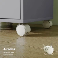 HOMCOM Bloco de Gavetas Móvel Arquivador com 6 Gavetas Suporte para Impressora com Rodas 40x35x63 cm Cinzento(m-6)