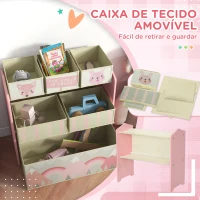 ZONEKIZ Estante para Brinquedos com 6 Caixas de Tecido não Tecido Amovíveis Organizador de Brinquedos 63x30x66 cm Rosa(m-5)