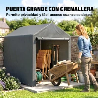 Outsunny Abrigo para Ferramentas Bicicletas e Motos 1,2x1,8x1,65 m Garagem Portátil com 2 Habitações Cinza Escuro(m-6)