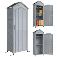 Outsunny Gartenschrank Holz extra hohe Geräteschuppen mit verstellbar Ablage magnetisch Tür galvanisiert Dach Belüftung(m-12)