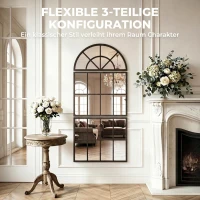 HOMCOM Bogen Wandspiegel 120 x 54 cm Fenster Hängespiegel 3 Teiliger Großer Spiegel für Schlafzimmer Wohnzimmer(m-5)
