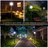 Outsunny Conjunto de 2 Luces Solares para Jardín con Panel Solar Encendido Automático Impermeable IP44 18x18x160 cm Negro(m-7)