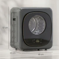 HOMCOM 4 kg Wäschetrockner, kompaktes Design, 5 Modi, Timer, Grau+Schwarz(m-3)