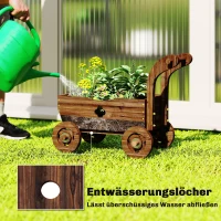 Outsunny Hochbeet Holz, Pflanzbeet in Wagenform Frühbeet mit 4 Rädern Griff Gartenbeet 68 x 38 x 52cm(m-5)