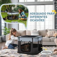 PawHut Parque Dobrável para Cães e Gatos, Recinto Portátil em Tecido Oxford para Cachorros, Coelhos e Porquinhos-da-Índia, 74x60x45 cm, Cinzento(m-7)