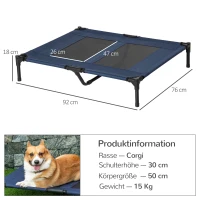 PawHut Hundeliege, Outdoor Hundesofa, Haustierbett, Schlafplatz, Katzenbett, Hundebett, 92 x 76 x 18 cm, Schwarz+Blau(m-3)