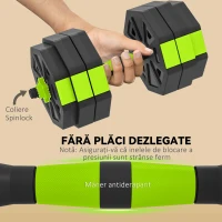 SPORTNOW Set Greutăți pentru Sală 6-în-1 Multifuncțional, Total 25 kg, Plastic și Nisip, 125x18x18 cm, Verde(m-6)