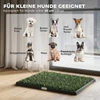 PawHut Hundetoilette 63 x 50,5 cm Hundeklo mit 2 Kunstrasen waschbar Welpentoilette für Hunde für Balkon Zuhause Schwarz+Grün(m-7)