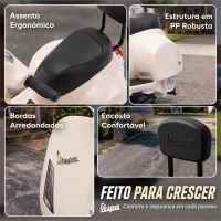 AIYAPLAY Mota Elétrica Infantil Mini Vespa GTS com 2 Rodas Auxiliares, Bateria de Lítio, Farol, Buzina e Encosto, Branco(m-7)