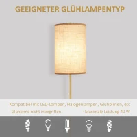 HOMCOM Stehlampe, Elegante Stehleuchte aus Stahl mit Stoffschirm, Wohnzimmerlampe, Zugkettenschalter, Gold+Weiß(m-6)
