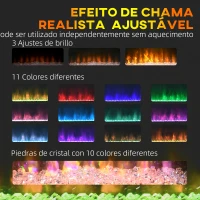 HOMCOM Lareira Elétrica 1000W/2000W com Temperatura Ajustável Temporizador para Ambientes de 15-25 m² 98x27x54,5 cm Branco(m-4)