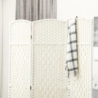HOMCOM Separador de Ambientes de 3 Painéis Biombo Dobrável 135x180 cm Polipropileno Branco(m-7)
