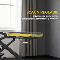SPORTNOW Mașină Total Crunch Pliabilă cu Sediș Reglabil, din Metal și Plastic, 57x105x115 cm, Galben(m-4)