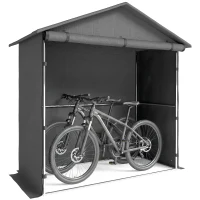 Outsunny Adăpost de Grădină 1.1x2 m cu Ușă Rulabilă, Cort Garaj pentru Biciclete și Motociclete, Gri Închis(m-10)