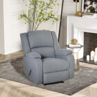 HOMCOM Relaxsessel Fernsehsessel mit Liegefunktion Liegesessel Sessel mit Verstellbarer Rückenlehne, Fußstütze TV-sessel mit Leinenoptik für Wohnzimmer Schlafzimmer, Hellgrau(m-10)