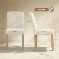 HOMCOM Conjunto de 4 Cadeiras de Jantar Cadeiras Modernas para Cozinha Encosto Alto Estofadas em Veludo Assento Acolchoado 44x56x90 cm Bege(m-3)