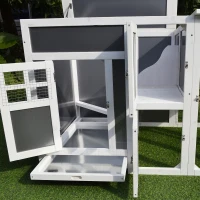 PawHut Poulailler multi-équipements niche toit ouvrant perchoir pondoir enclos tiroir à déjection 160L x 75l x 80H cm bois massif pin gris blanc(m-9)