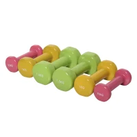 HOMCOM Kurzhantel Set mit Koffer Tragbar 2 x 0,5 kg, 2 x 1 kg, 2 x 1,5 kg Hantelset  6er Set Stahl Bunt(m-11)