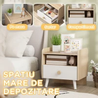 AIYAPLAY Noptieră cu Sertar pentru Copii 3-10 Ani din MDF și Lemn de Pin, 40x32,5x40 cm, Alb(m-4)