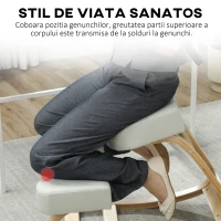 Vinsetto Sedia Ergonomica con Inginocchiatoio in Legno di Betulla e Cuscino, 51x69x58 cm, Crema(m-6)