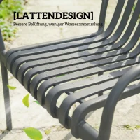 Outsunny Gartenstühle 4er Set Stapelbare Terrassenstühle mit Lamelldesign Armlehnen, Ergonomisch Dunkelgrau(m-6)