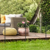 Outsunny Gard Exterior din Metal cu 5 Panouri și Stâlpi, 305x62 cm, Negru(m-10)