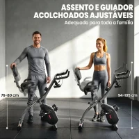 SPORTNOW Bicicleta Estática Dobrável com 8 Níveis de Resistência Volante Ecrã LCD Bluetooth Pulsómetro e Selim Ajustável(m-7)
