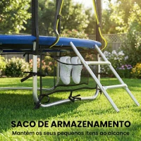 SPORTNOW Trampolim para Crianças Exterior Ø183 cm com Rede de Segurança Escada de 2 Degraus Cobertura de Molas Saco de Armazenamento Azul(m-9)