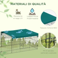 PawHut Gabbia per Conigli da Esterno e Interno con Tettuccio in Acciaio, 185x75x50cm, Verde(m-8)