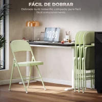 HOMCOM Conjunto de 4 Cadeiras Dobráveis Estofadas em Veludo com Estrutura em Aço e Encosto para Espaços Pequenos, Verde(m-6)