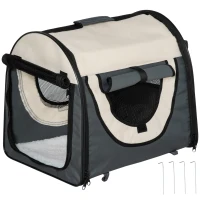 PawHut Hundebox faltbare Hundetransportbox Haustierrucksack mit Kissen Reisetasche Transportbox für Tier wasserdicht Oxfordstoff Dunkelgrau 46 x 36 x 41 cm(m-1)