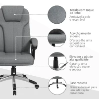 Vinsetto Cadeira de Escritório Giratória com Altura Ajustável Apoio para os Braços e Encosto Acolchoado de Linho Sintético 66x75x110-120 cm Cinza(m-8)