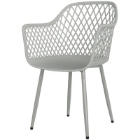 Outsunny Conjunto de 4 Cadeiras de Jardim Exterior em PP com Encosto Diamante  Apoios de Braços e Pés Metálicos 6x51x84 cm Cinzento(m-11)