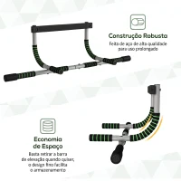 HOMCOM Barra de Elevações Multifuncional de Parede com Pegas Antideslizantes Carga 110 kg Cinzento e Preto(m-8)