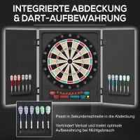 HOMCOM Țintă Săgeți Electronică cu Scor Automat, 12 Săgeți și 6 Display-uri, 51x6.5x57cm, Neagră(m-5)