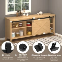 HOMCOM Ferragens para Porta Corredeira 200cm Kit de Acessórios para Porta Corredeira de Madeira com 2 Trilhos de Aço Carga Máxima 20 kg Preto(m-5)