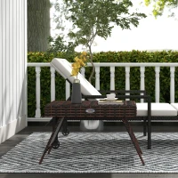 Outsunny Gartentisch Outdoor-Couchtisch Outdoor-Beistelltisch, PE-Rattan, wetterbeständig, 60 cm x 41 cm x 41 cm,  Braun(m-10)