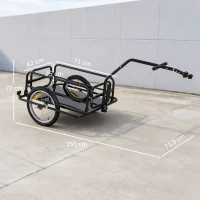 HOMCOM Fahrradanhänger Klappbar Lastenanhänger mit Kupplung, Kuppler & Reflektoren Transportwagen bis 40 kg belastbar, Transportanhänger Anhänger für Camping, Einkaufen, Umzug 155 x 71,5 x 77 cm(m-3)