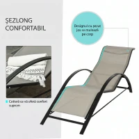 Outsunny Set 2 sezlonguri si masuta, 59x169x66 cm, negru(m-4)