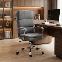 HOMCOM Home Office Bürostuhl, höhenverstellbarer 360° drehbarer Schreibtischstuhl für das Homeoffice, Grau(m-8)