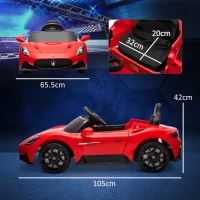 AIYAPLAY Mașină pentru copii Maserati MC20, conducere manuală, telecomandă și faruri LED, vârstă 3-6 ani, roșie(m-3)